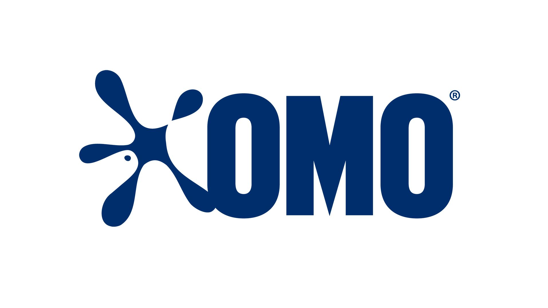 OMO logo in navy blue